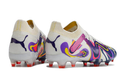 Men's Puma Future Ultimate FG Firm Ground Low-Tops Football Boots - White/Rainbow