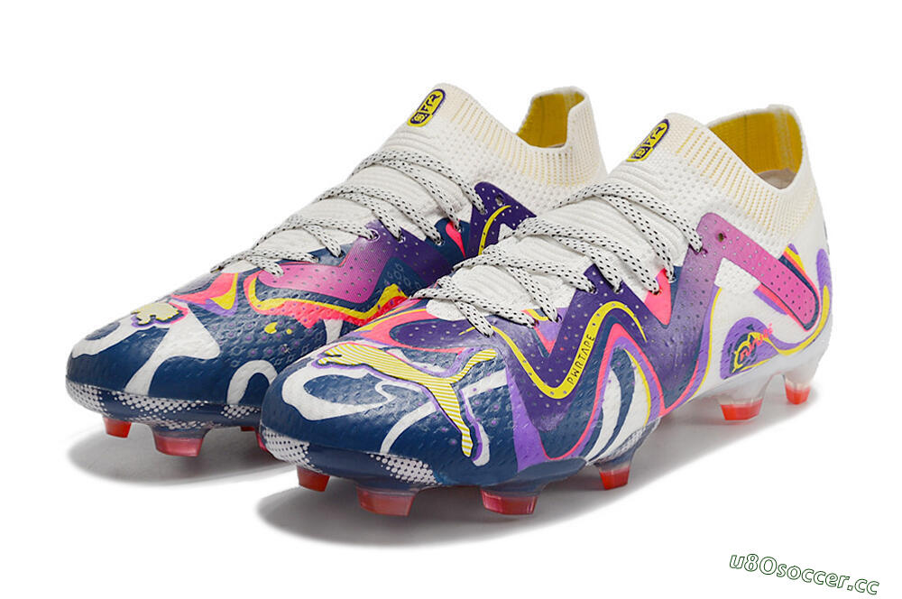 Men's Puma Future Ultimate FG Firm Ground Low-Tops Football Boots - White/Rainbow 9