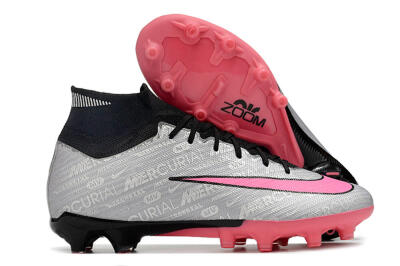 Unisex Nike Air Zoom Mercurial Superfly 9 Elite AG Artificial Grass High-Tops Football Boots - Sliver/Pink/Black
