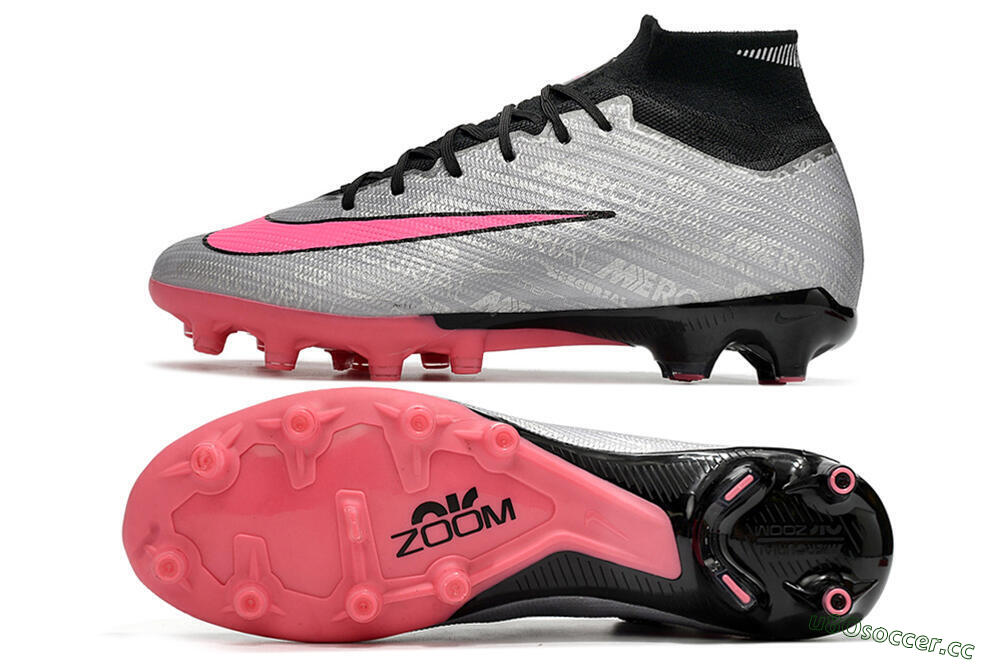 Unisex Nike Air Zoom Mercurial Superfly 9 Elite AG Artificial Grass High-Tops Football Boots - Sliver/Pink/Black 1
