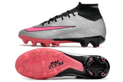Unisex Nike Air Zoom Mercurial Superfly 9 Elite AG Artificial Grass High-Tops Football Boots - Sliver/Pink/Black