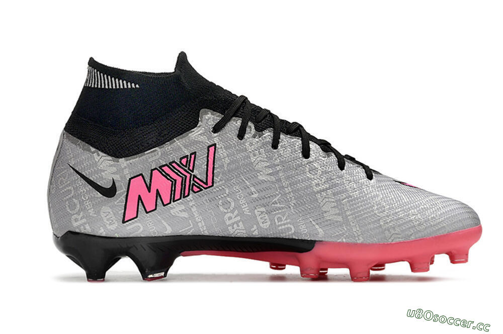 Unisex Nike Air Zoom Mercurial Superfly 9 Elite AG Artificial Grass High-Tops Football Boots - Sliver/Pink/Black 5