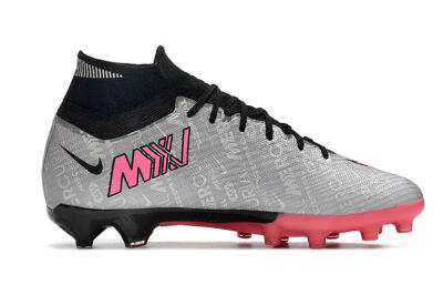 Unisex Nike Air Zoom Mercurial Superfly 9 Elite AG Artificial Grass High-Tops Football Boots - Sliver/Pink/Black