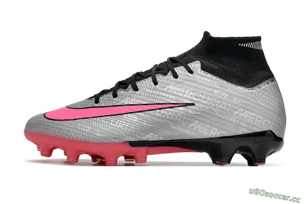 Unisex Nike Air Zoom Mercurial Superfly 9 Elite AG Artificial Grass High-Tops Football Boots - Sliver/Pink/Black 0