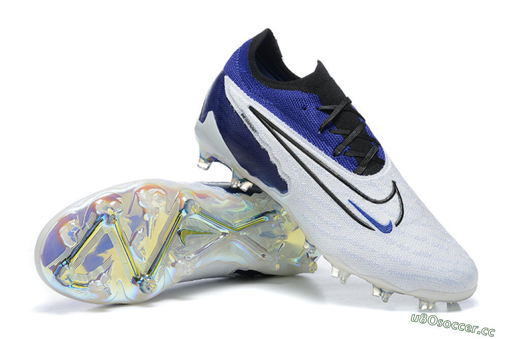 Men's Nike Phantom GX Elite FG Firm Ground Low-Tops Football Boots - White/Blue/Black 1