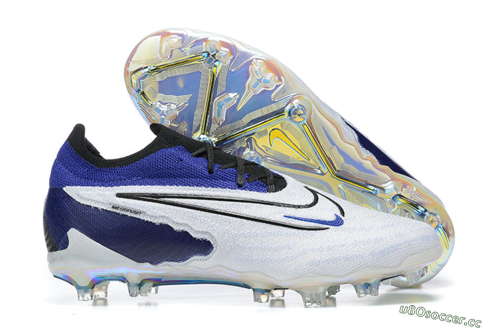 Men's Nike Phantom GX Elite FG Firm Ground Low-Tops Football Boots - White/Blue/Black 2