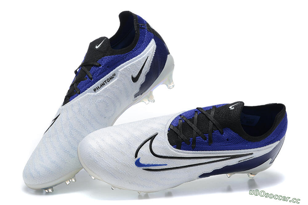 Men's Nike Phantom GX Elite FG Firm Ground Low-Tops Football Boots - White/Blue/Black 3