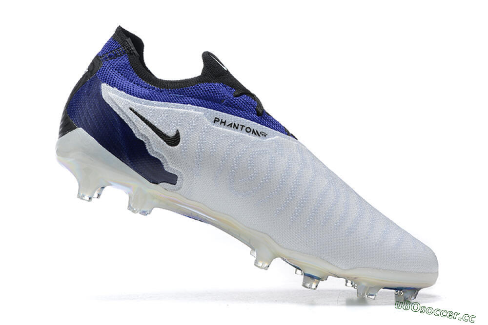 Men's Nike Phantom GX Elite FG Firm Ground Low-Tops Football Boots - White/Blue/Black 4