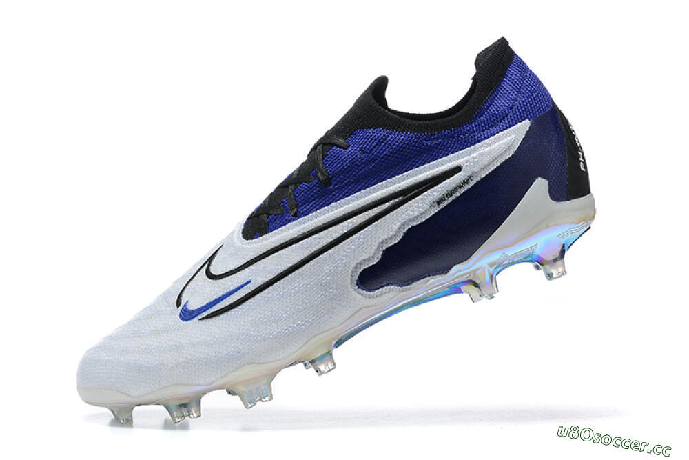 Men's Nike Phantom GX Elite FG Firm Ground Low-Tops Football Boots - White/Blue/Black 5