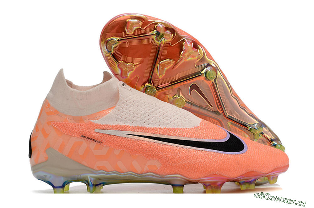 Men's Nike Phantom GX Elite DF FG Firm Ground High-Tops Football Boots - Orange/Black/Sliver 2