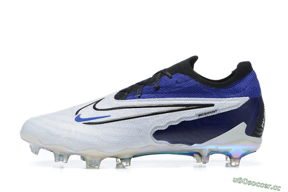 Men's Nike Phantom GX Elite DF FG Firm Ground High-Tops Football Boots - White/Blue/Black 0