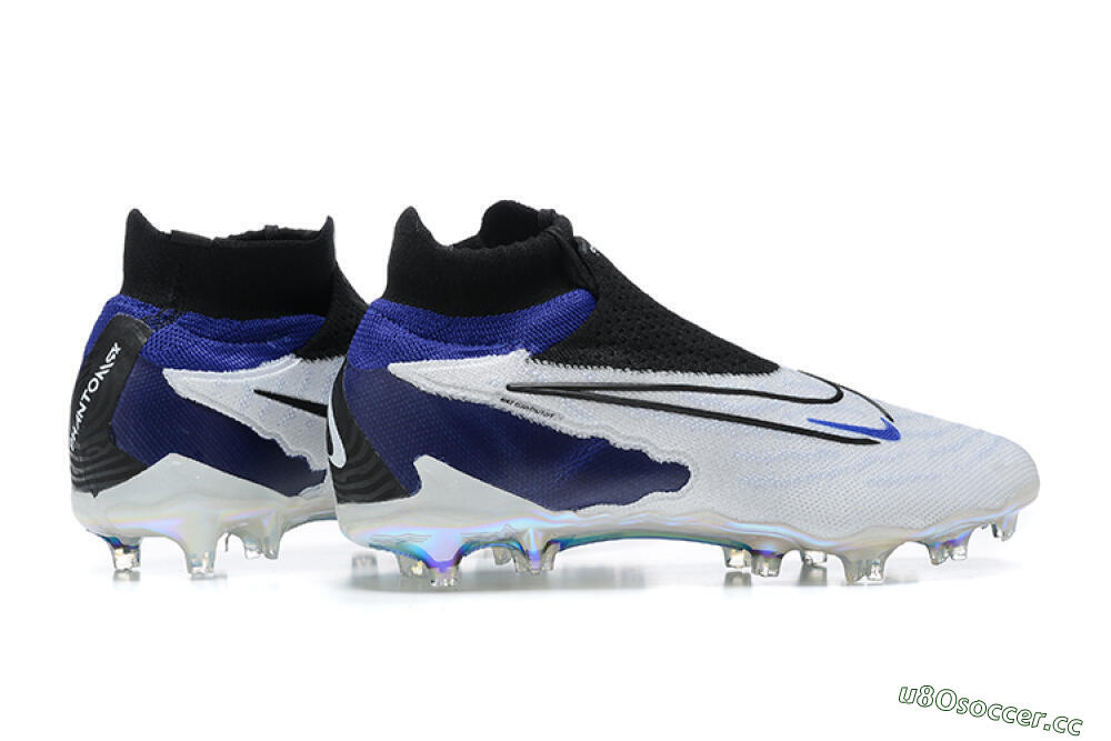 Men's Nike Phantom GX Elite DF FG Firm Ground High-Tops Football Boots - White/Blue/Black 6