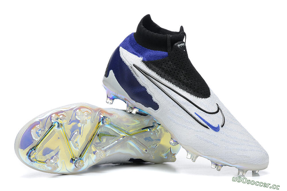 Men's Nike Phantom GX Elite DF FG Firm Ground High-Tops Football Boots - White/Blue/Black 1