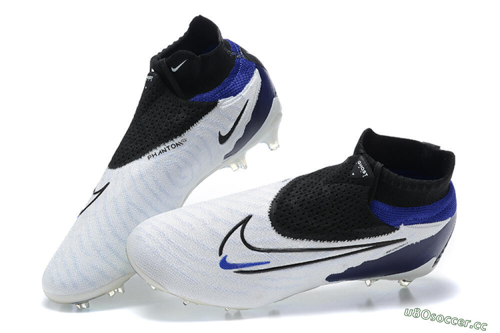 Men's Nike Phantom GX Elite DF FG Firm Ground High-Tops Football Boots - White/Blue/Black 3