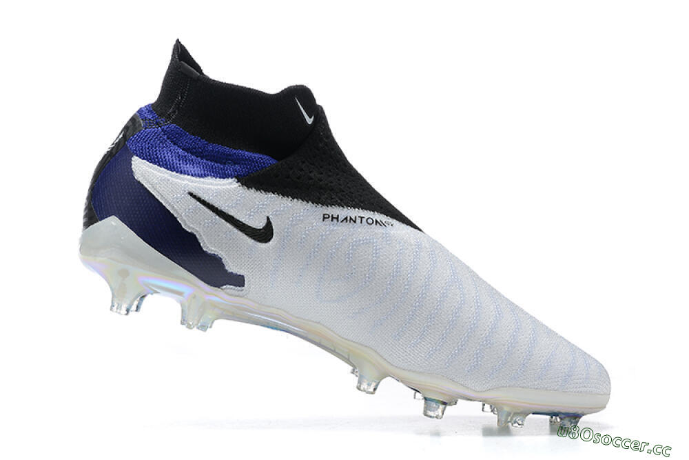 Men's Nike Phantom GX Elite DF FG Firm Ground High-Tops Football Boots - White/Blue/Black 4