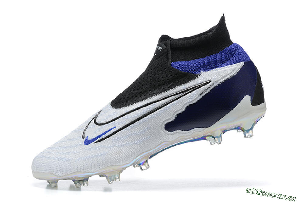 Men's Nike Phantom GX Elite DF FG Firm Ground High-Tops Football Boots - White/Blue/Black 5