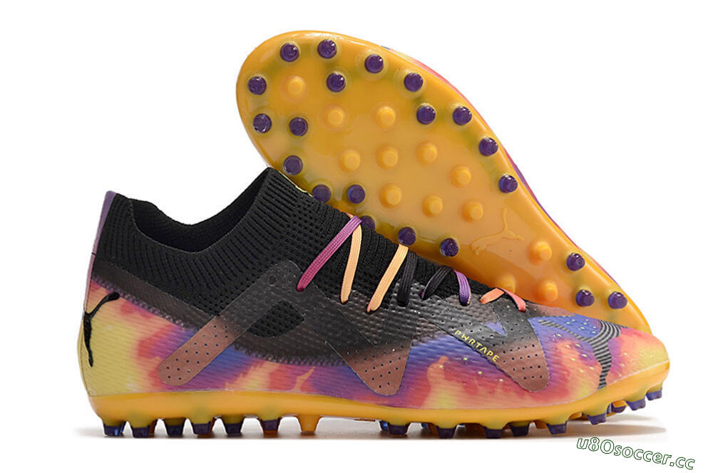 Men's Puma Future Ultimate MG Multi Ground Low-Tops Football Boots - Black/Gold/Blue 2