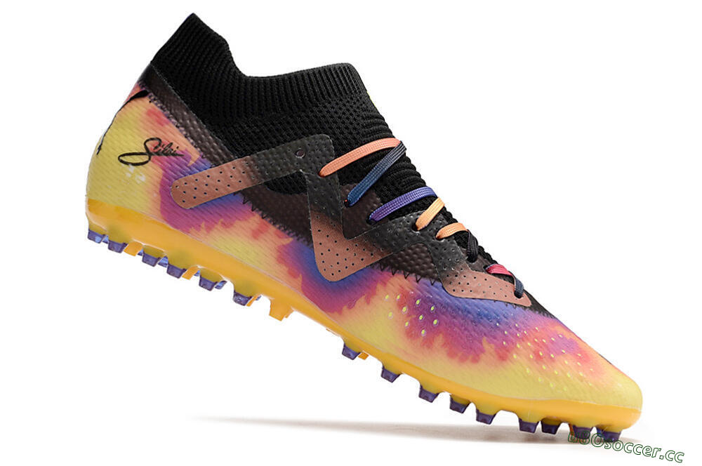 Men's Puma Future Ultimate MG Multi Ground Low-Tops Football Boots - Black/Gold/Blue 4