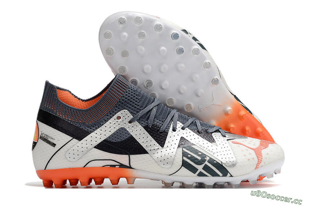 Men's Puma Future Ultimate MG Multi Ground Low-Tops Football Boots - White/Grey/Orange 2