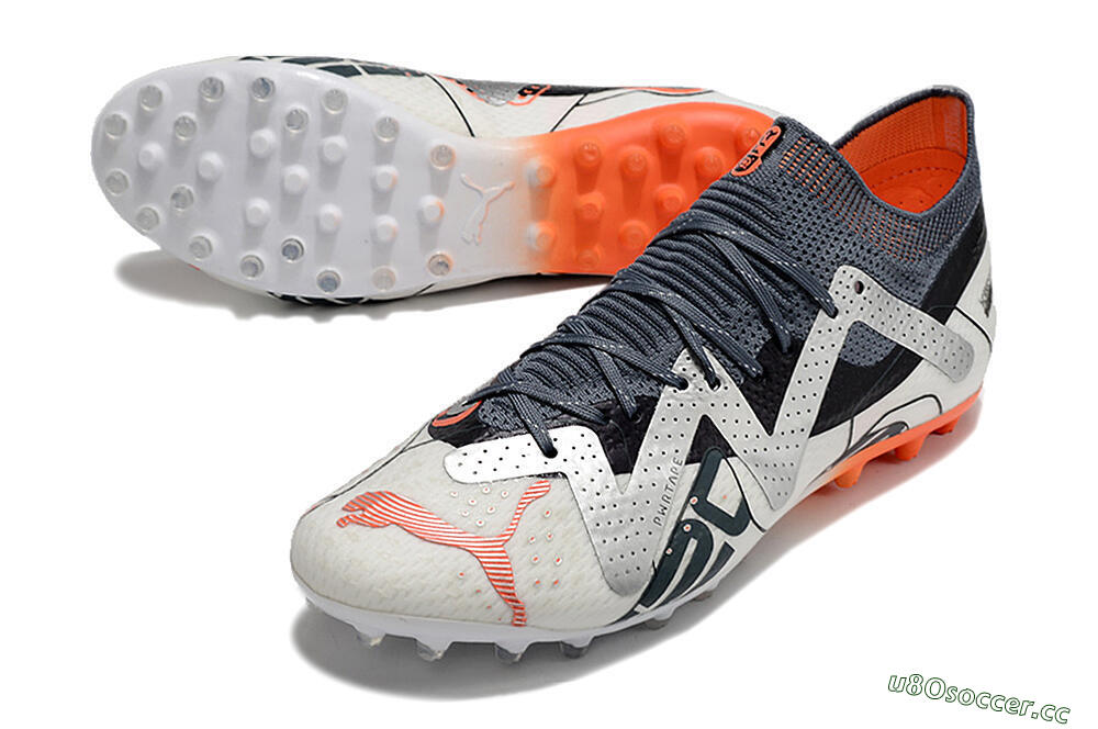 Men's Puma Future Ultimate MG Multi Ground Low-Tops Football Boots - White/Grey/Orange 3