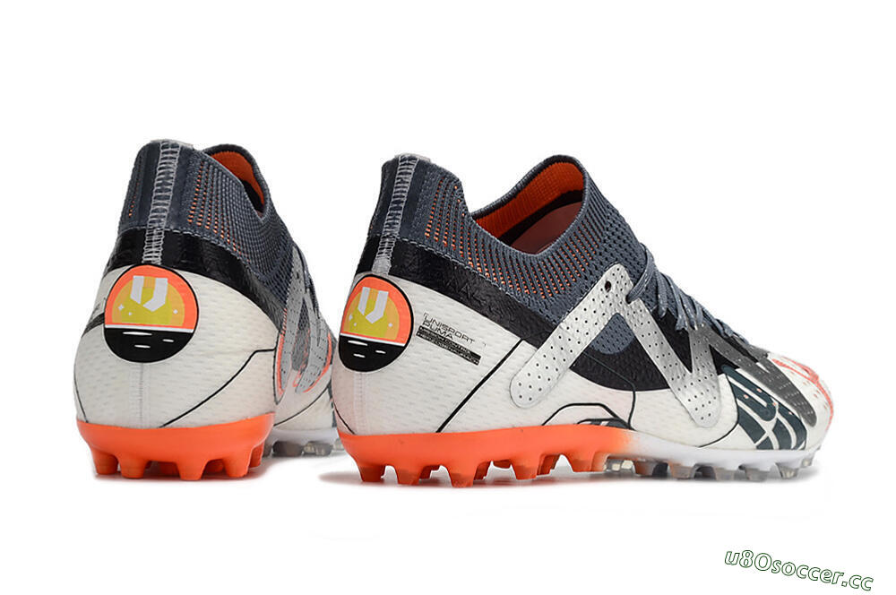 Men's Puma Future Ultimate MG Multi Ground Low-Tops Football Boots - White/Grey/Orange 6