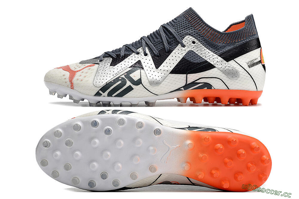 Men's Puma Future Ultimate MG Multi Ground Low-Tops Football Boots - White/Grey/Orange 1