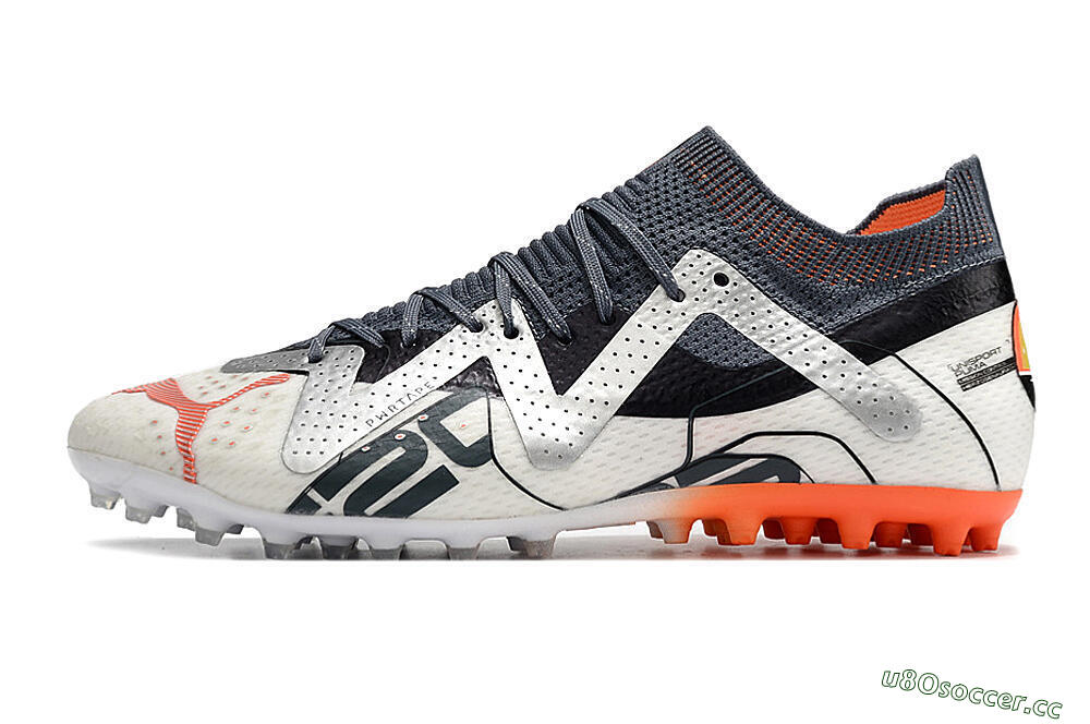 Men's Puma Future Ultimate MG Multi Ground Low-Tops Football Boots - White/Grey/Orange 0
