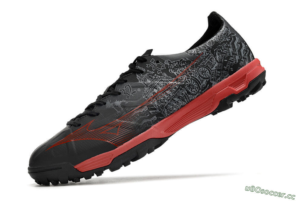 Men's Mizuno Alpha Made in Japan TF Artificial Turf Low-Tops Football Shoes - Gery/Black/Red 5