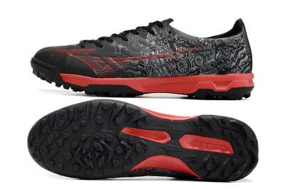Men's Mizuno Alpha Made in Japan TF Artificial Turf Low-Tops Football Shoes - Gery/Black/Red