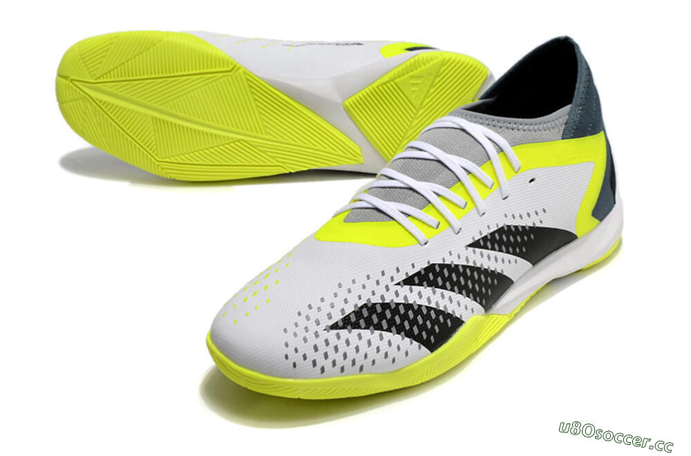 Men's Adidas Predator Accuracy.3 IC Indoor & Futsal Low-Tops Football Shoes - White/Black/Yellow 3