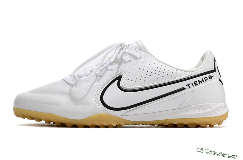 Men's Nike React Tiempo Legend 9 Pro TF Artificial Turf Low-Tops Football Shoes - White/Black 0