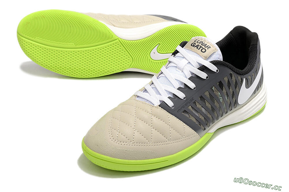 Men's Nike Lunar Gato II IC Indoor & Futsal Low-Tops Football Shoes - Grey/Black/White 3