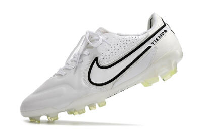 Men's Nike Tiempo Legend 9 Elite FG Firm Ground Low-Tops Football Boots - White/Black/Yellow