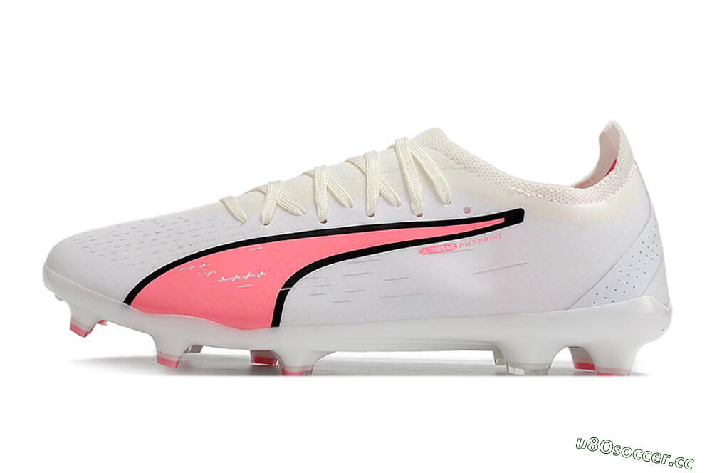 Men's Puma Ultra Ultimate FG Firm Ground Low-Tops Football Boots - White/Pink/Black 0