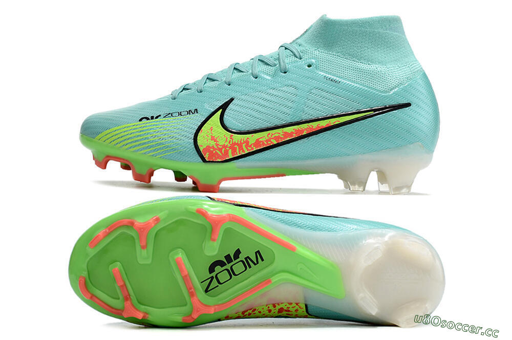 Men's Nike Air Zoom Mercurial Superfly 9 Elite FG Firm Ground High-Tops Football Boots - Blue/Green/Black 1