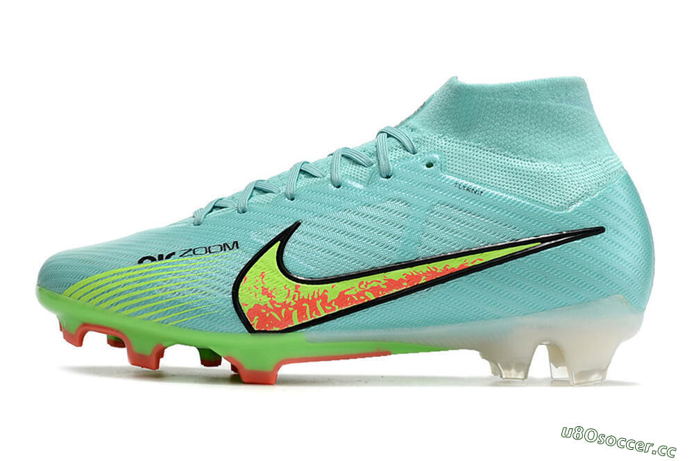 Men's Nike Air Zoom Mercurial Superfly 9 Elite FG Firm Ground High-Tops Football Boots - Blue/Green/Black 0