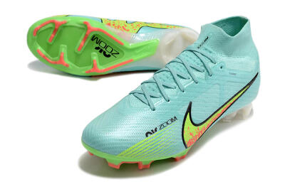 Men's Nike Air Zoom Mercurial Superfly 9 Elite FG Firm Ground High-Tops Football Boots - Blue/Green/Black
