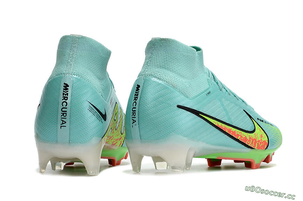 Men's Nike Air Zoom Mercurial Superfly 9 Elite FG Firm Ground High-Tops Football Boots - Blue/Green/Black 6