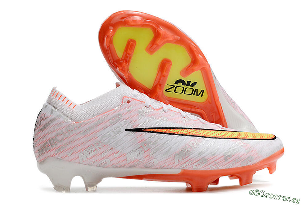 Unisex Nike Air Zoom Mercurial Vapor 15 Elite FG Firm Ground Low-Tops Football Boots - White/Orange/Sliver 2