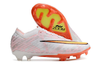 Unisex Nike Air Zoom Mercurial Vapor 15 Elite FG Firm Ground Low-Tops Football Boots - White/Orange/Sliver