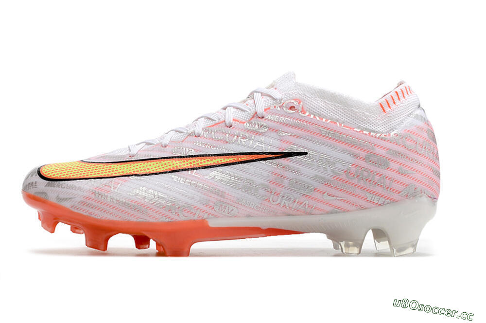 Unisex Nike Air Zoom Mercurial Vapor 15 Elite FG Firm Ground Low-Tops Football Boots - White/Orange/Sliver 0