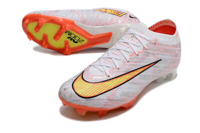 Unisex Nike Air Zoom Mercurial Vapor 15 Elite FG Firm Ground Low-Tops Football Boots - White/Orange/Sliver