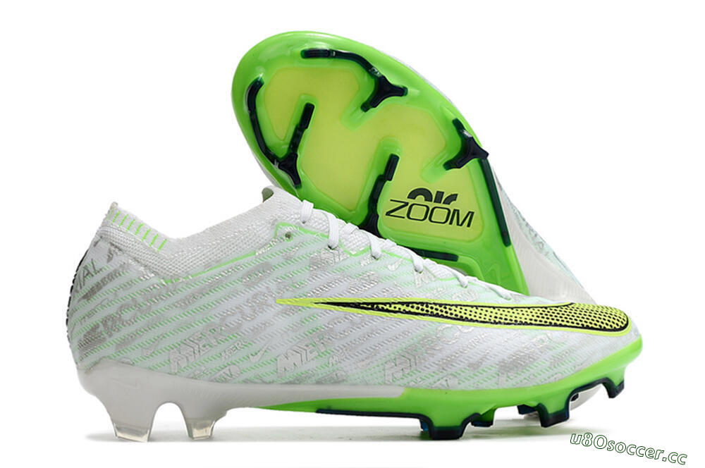 Unisex Nike Air Zoom Mercurial Vapor 15 Elite FG Firm Ground Low-Tops Football Boots - White/Green 2