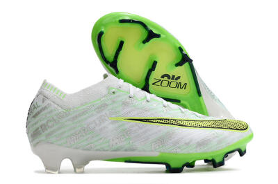 Unisex Nike Air Zoom Mercurial Vapor 15 Elite FG Firm Ground Low-Tops Football Boots - White/Green