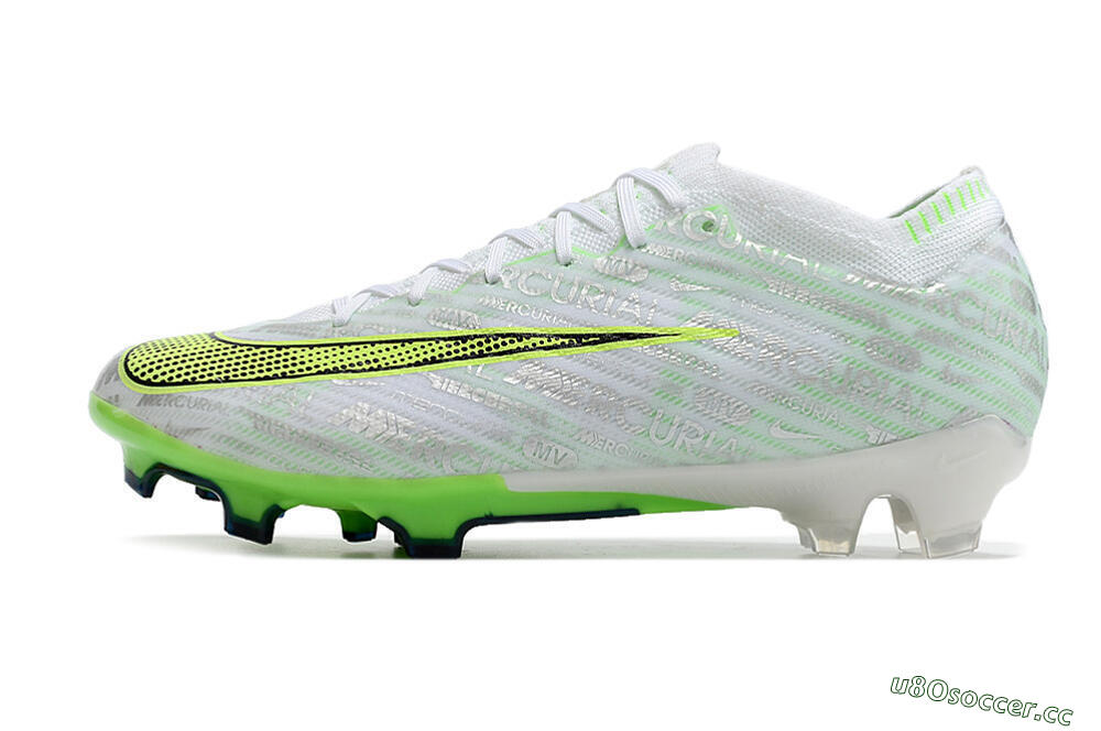Unisex Nike Air Zoom Mercurial Vapor 15 Elite FG Firm Ground Low-Tops Football Boots - White/Green 0