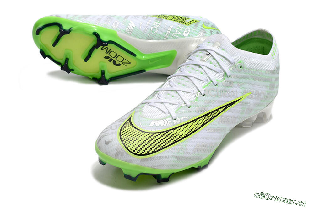 Unisex Nike Air Zoom Mercurial Vapor 15 Elite FG Firm Ground Low-Tops Football Boots - White/Green 3