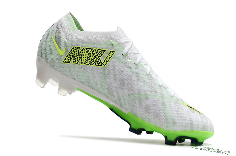 Unisex Nike Air Zoom Mercurial Vapor 15 Elite FG Firm Ground Low-Tops Football Boots - White/Green 4