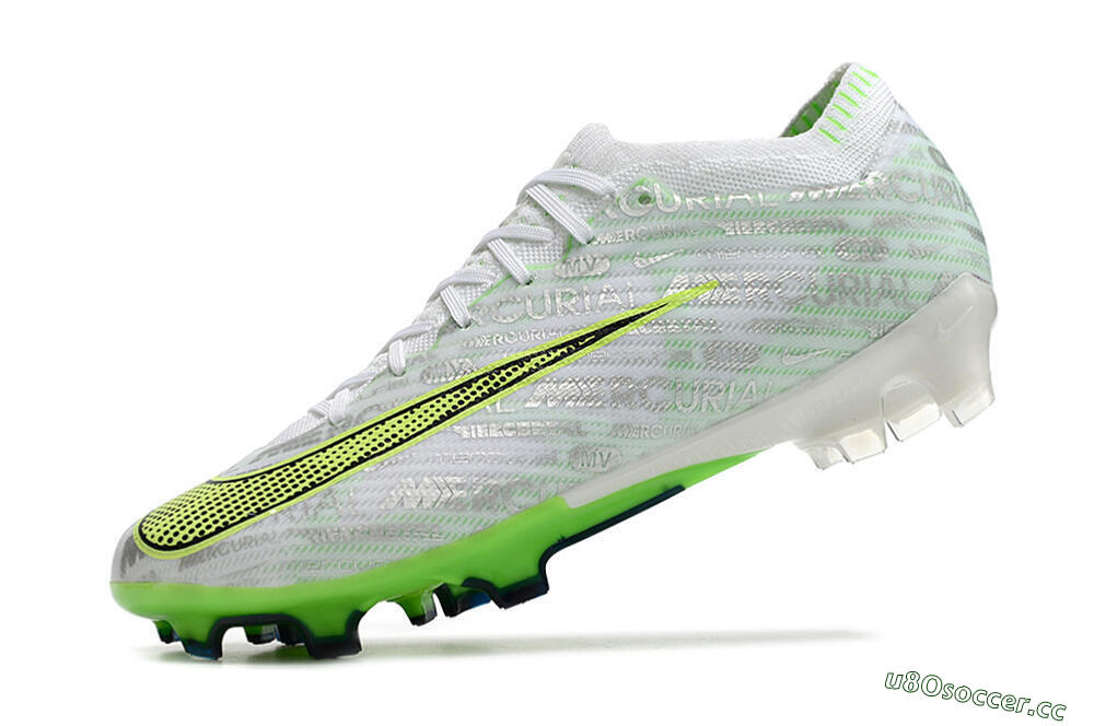 Unisex Nike Air Zoom Mercurial Vapor 15 Elite FG Firm Ground Low-Tops Football Boots - White/Green 5