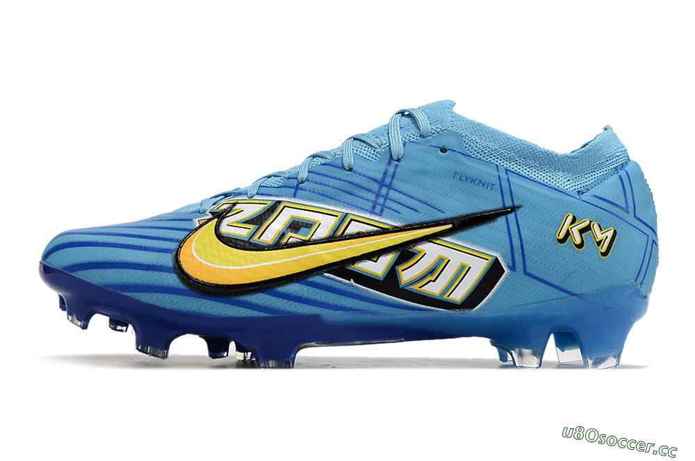 Unisex Kylian Mbappe x Nike Air Zoom Mercurial Vapor 15 Elite FG Firm Ground Low-Tops Football Boots - Blue/Yellow/Black 0