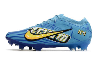 Unisex Kylian Mbappe x Nike Air Zoom Mercurial Vapor 15 Elite FG Firm Ground Low-Tops Football Boots - Blue/Yellow/Black
